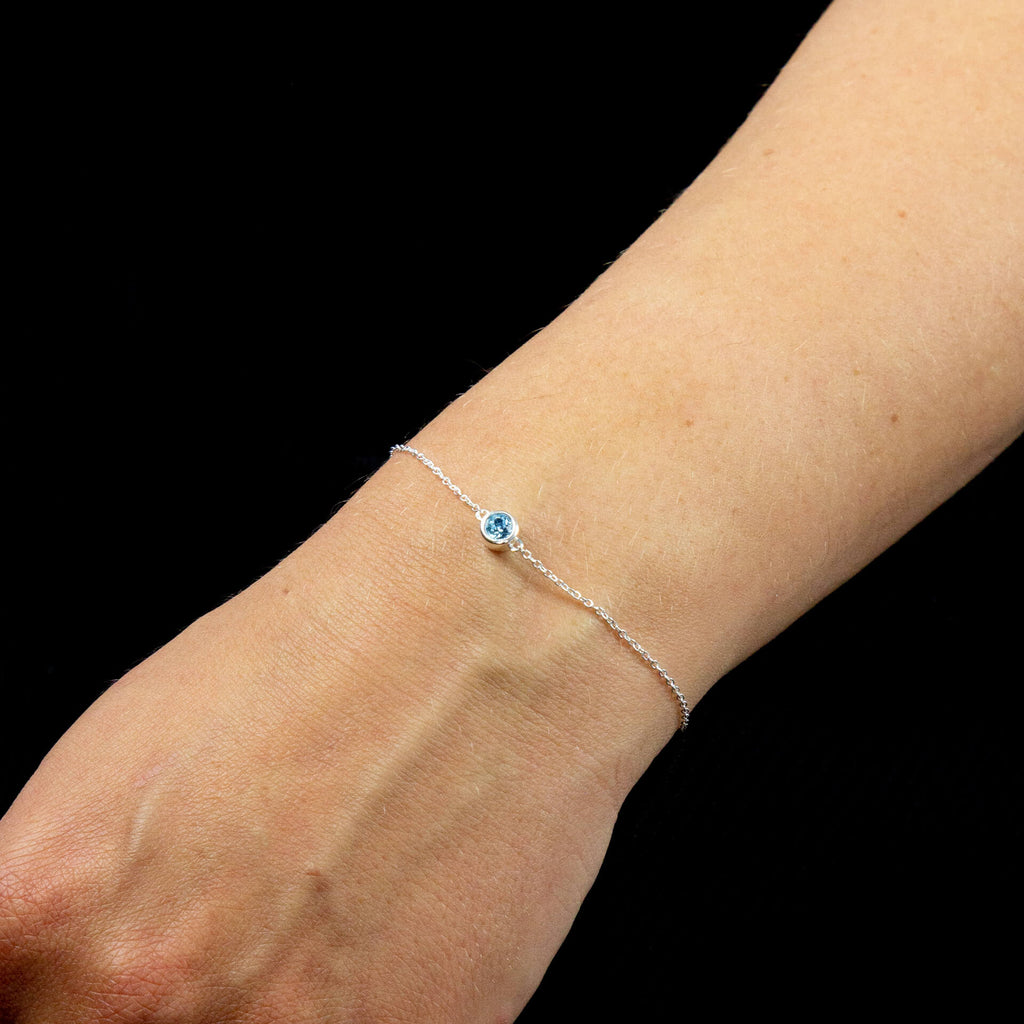 Crystal Birthstone Bracelet | Sterling Silver Adjustable Chain by Gecko