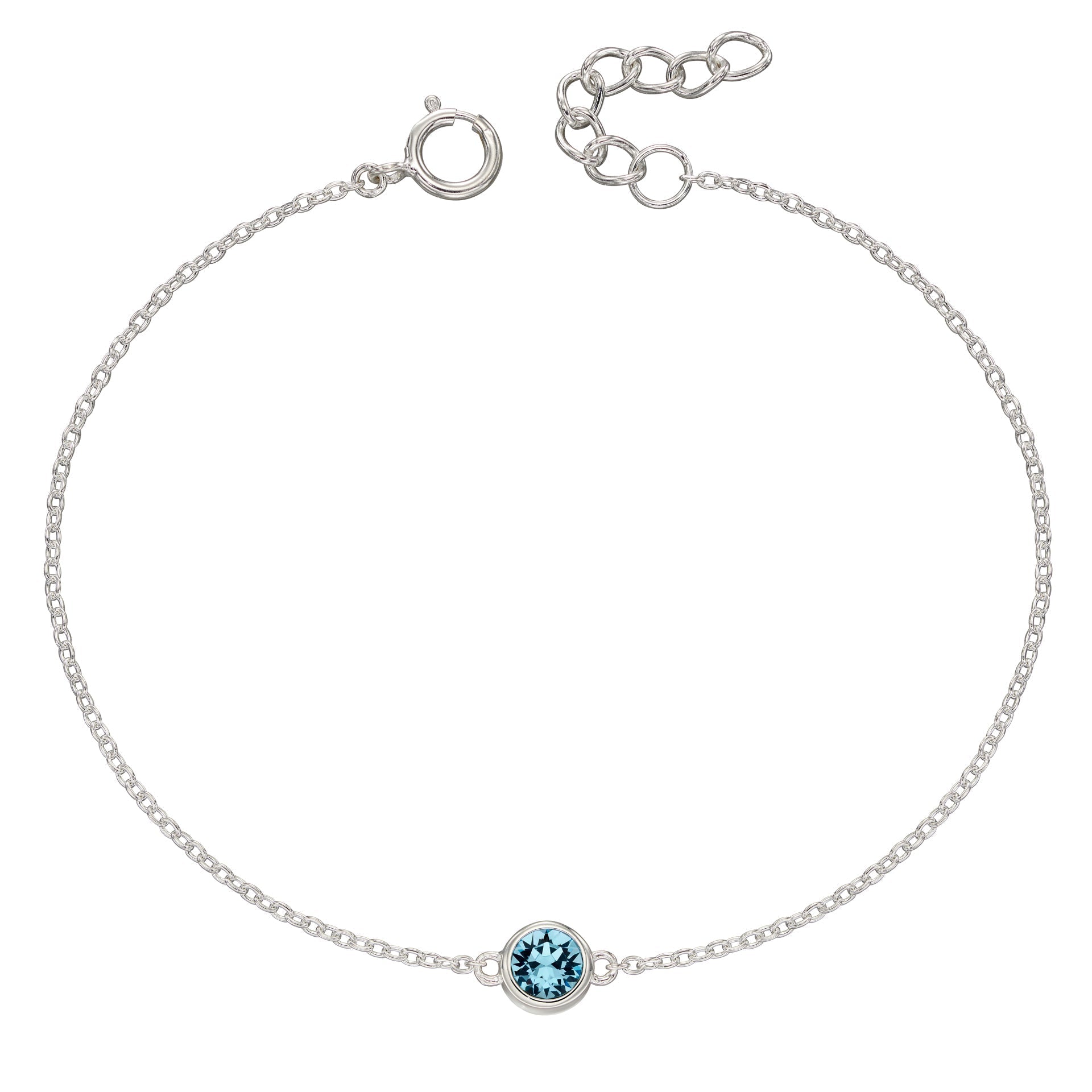 Crystal Birthstone Bracelet | Sterling Silver Adjustable Chain by Gecko