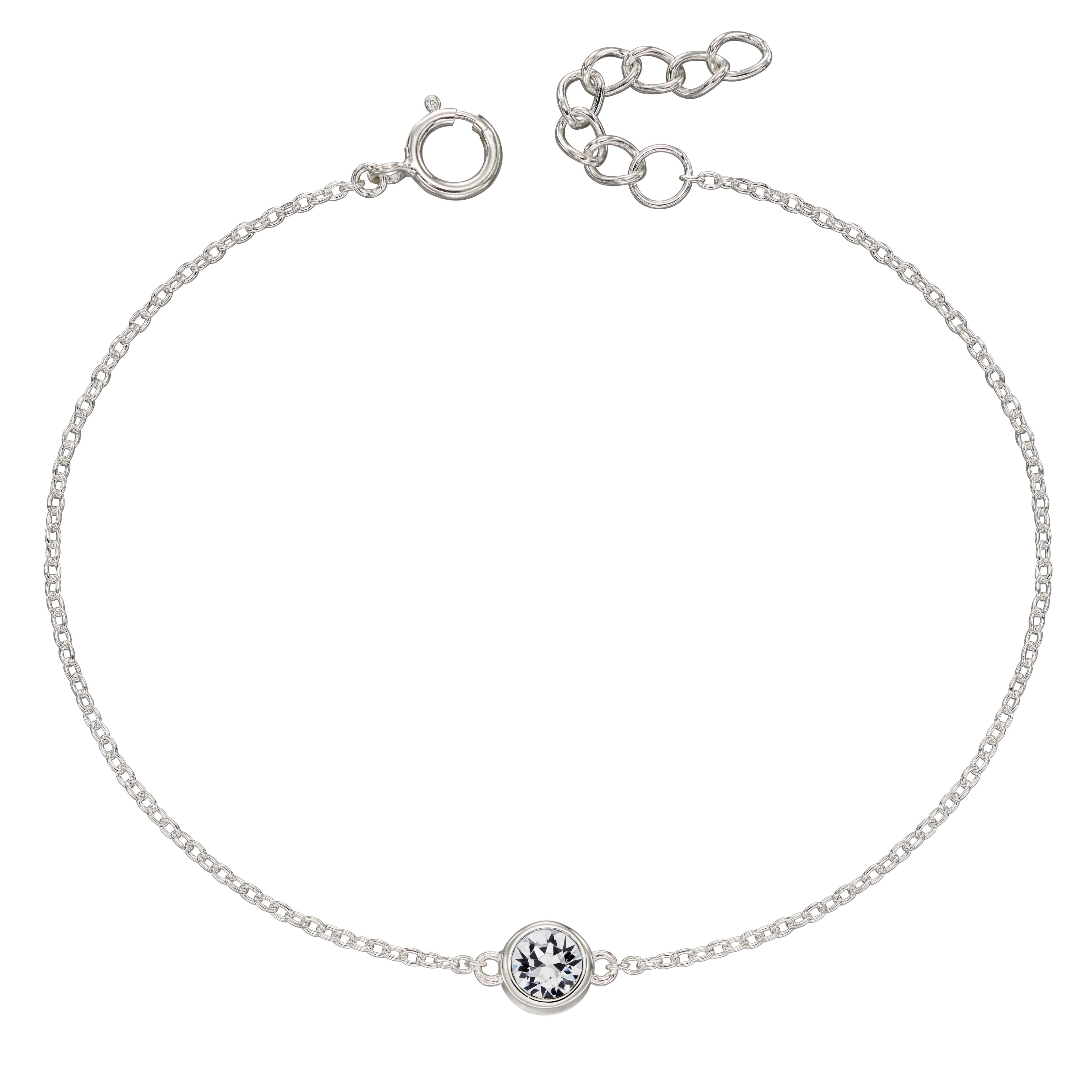Crystal Birthstone Bracelet | Sterling Silver Adjustable Chain by Gecko
