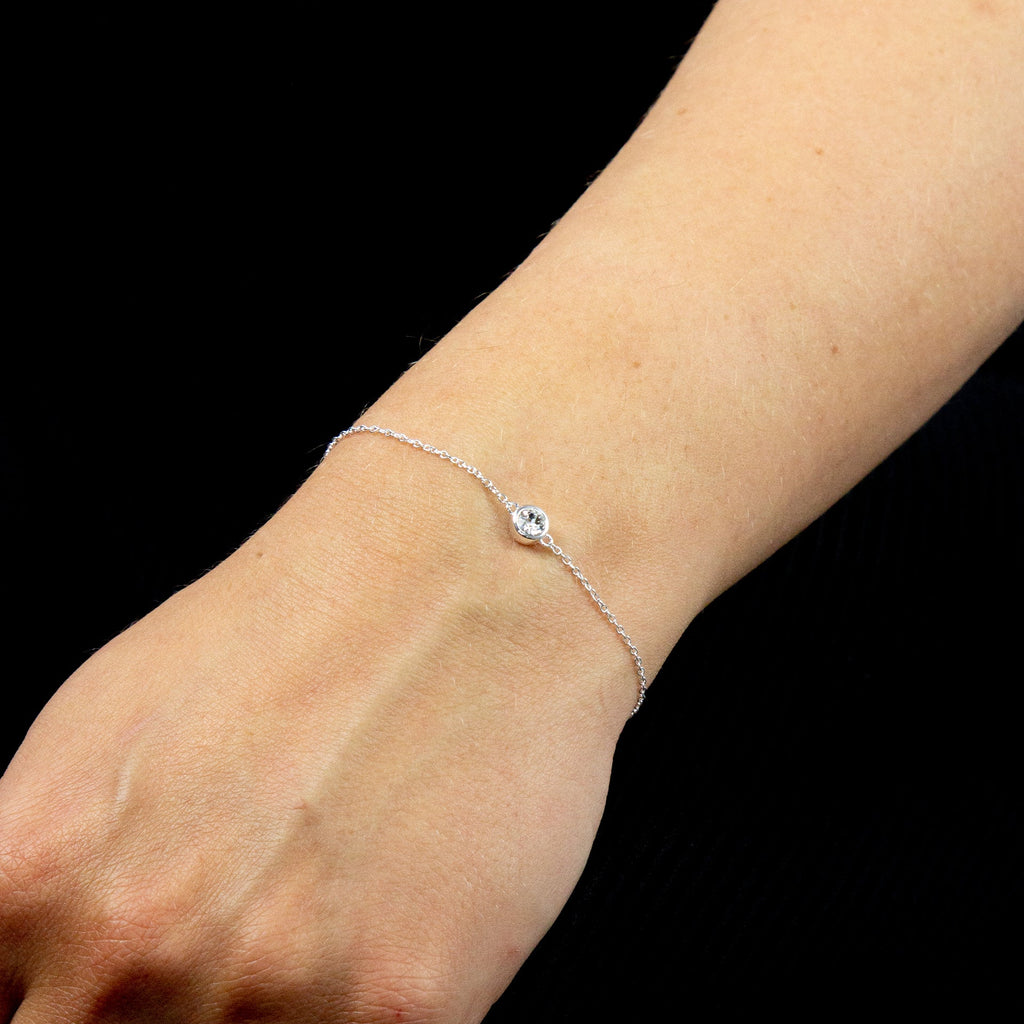Crystal Birthstone Bracelet | Sterling Silver Adjustable Chain by Gecko