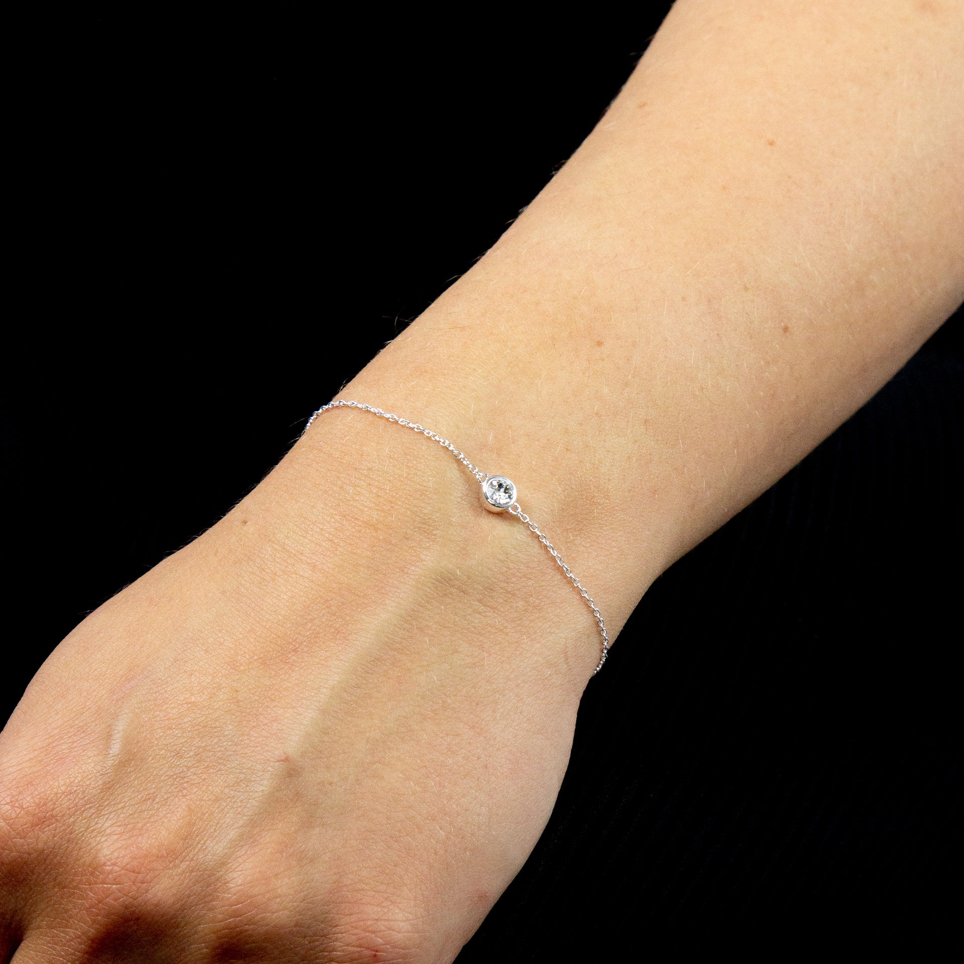 Crystal Birthstone Bracelet | Sterling Silver Adjustable Chain by Gecko
