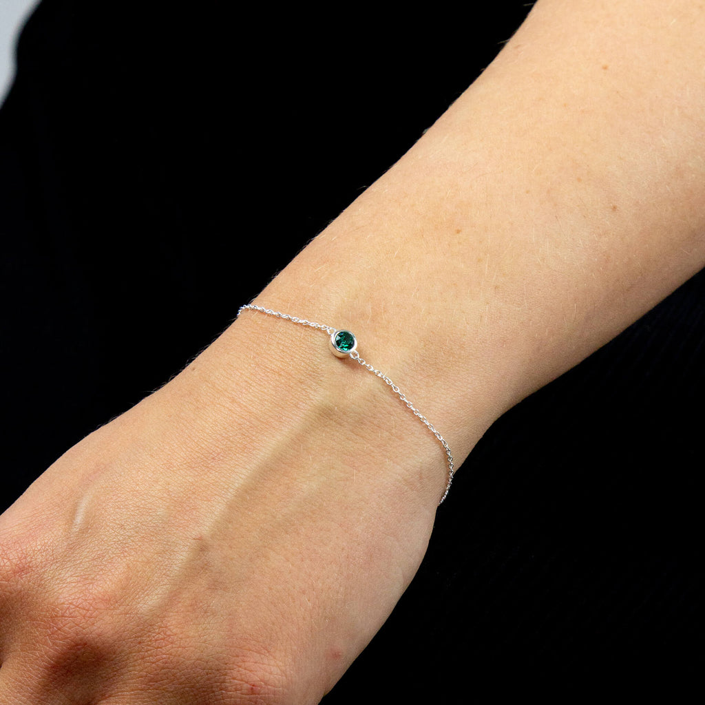 Crystal Birthstone Bracelet | Sterling Silver Adjustable Chain by Gecko