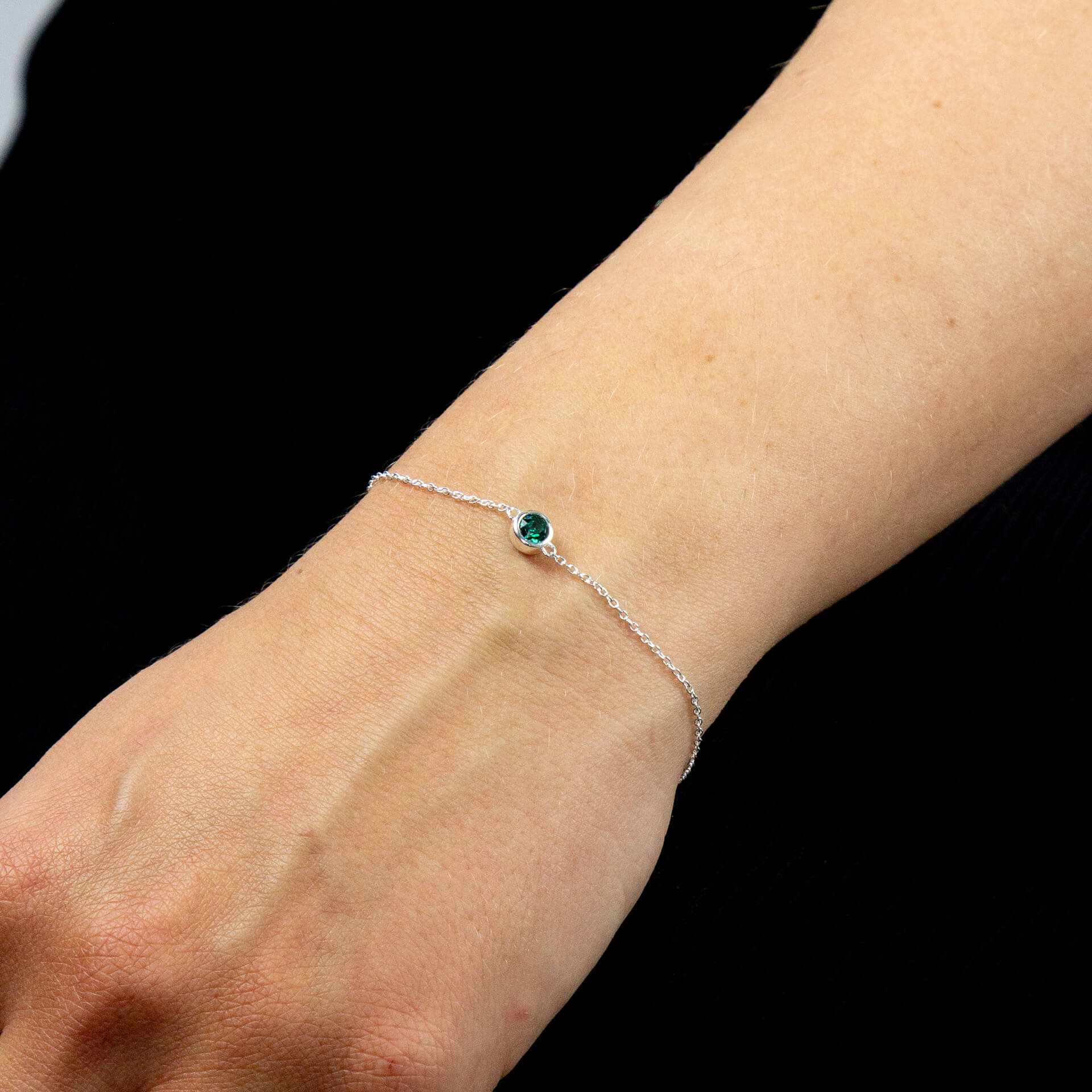Crystal Birthstone Bracelet | Sterling Silver Adjustable Chain by Gecko