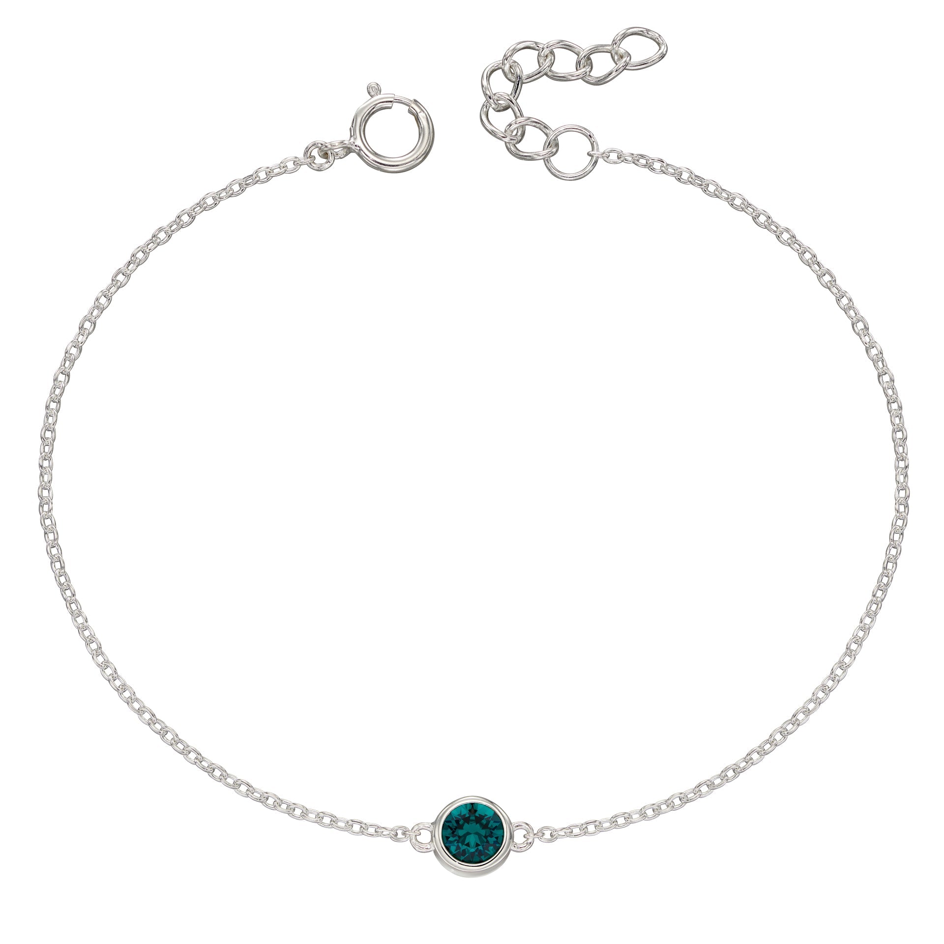 Crystal Birthstone Bracelet | Sterling Silver Adjustable Chain by Gecko