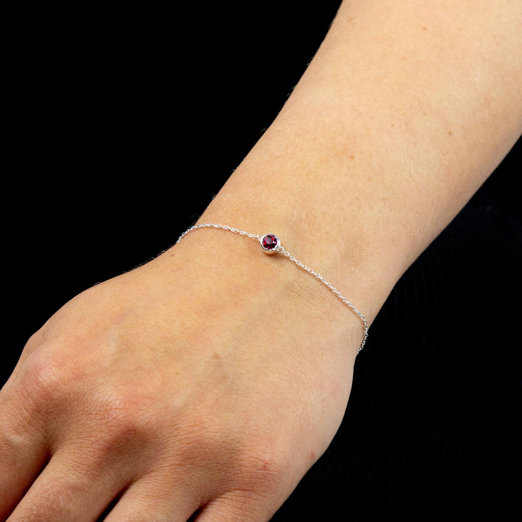 Crystal Birthstone Bracelet | Sterling Silver Adjustable Chain by Gecko