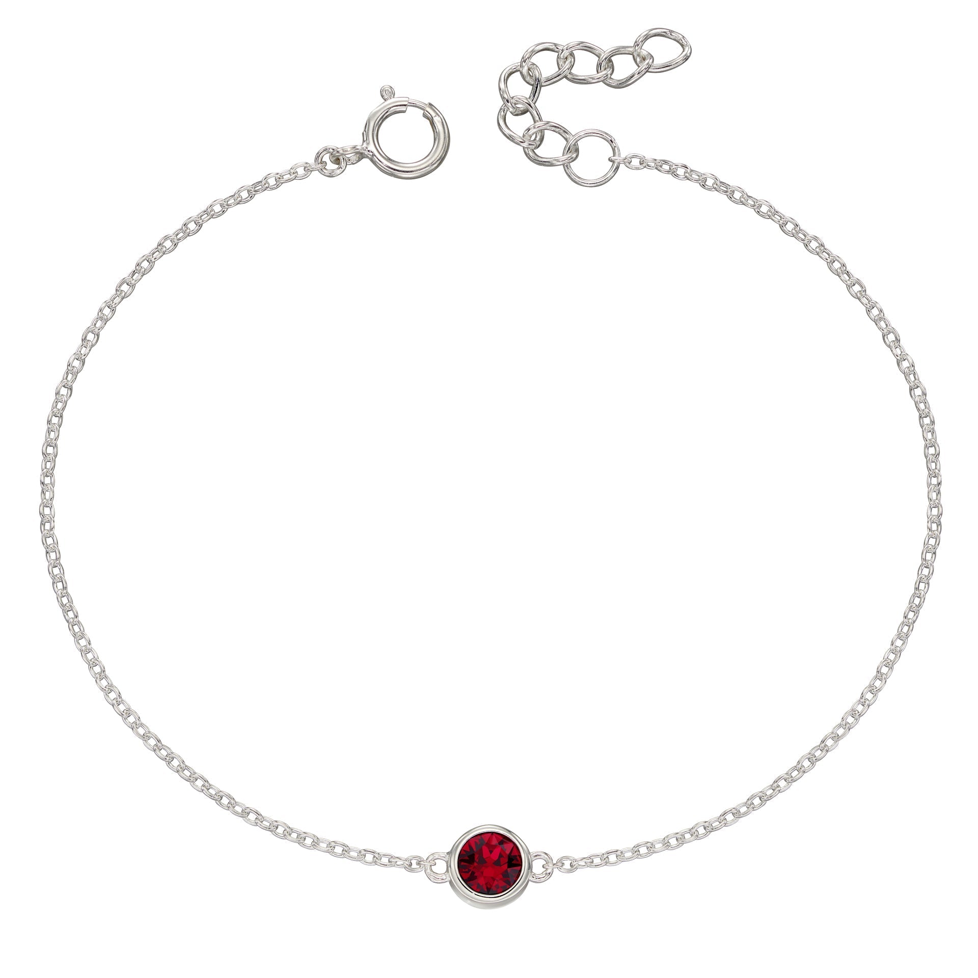 Crystal Birthstone Bracelet | Sterling Silver Adjustable Chain by Gecko