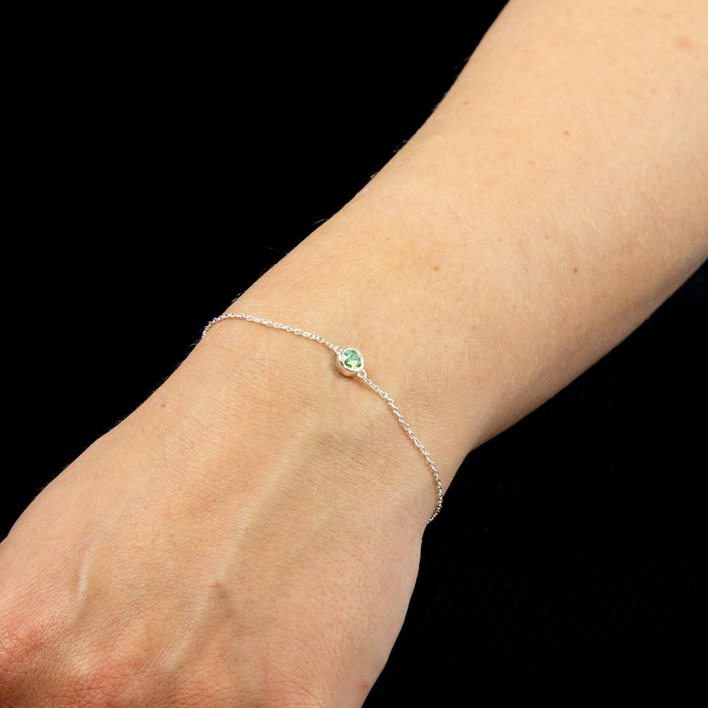 Crystal Birthstone Bracelet | Sterling Silver Adjustable Chain by Gecko