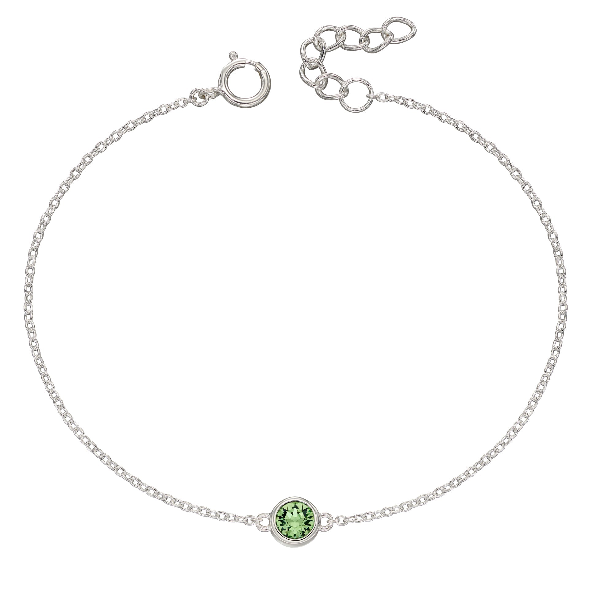 Crystal Birthstone Bracelet | Sterling Silver Adjustable Chain by Gecko