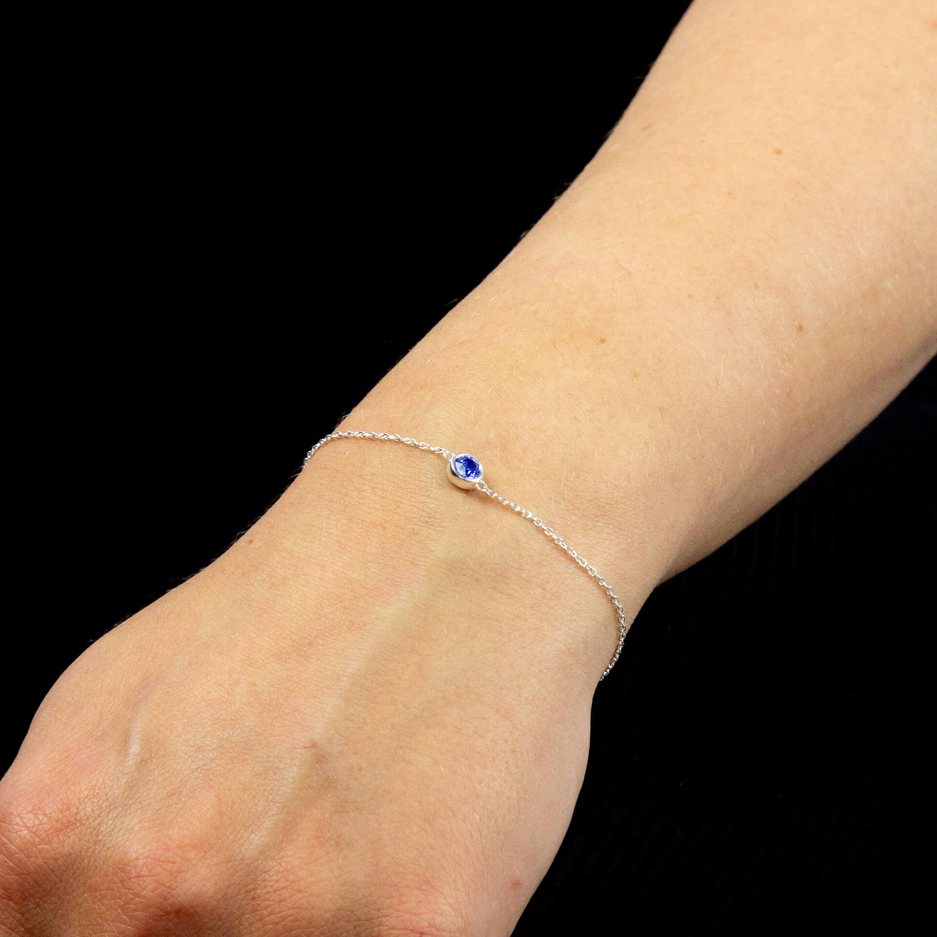 Crystal Birthstone Bracelet | Sterling Silver Adjustable Chain by Gecko