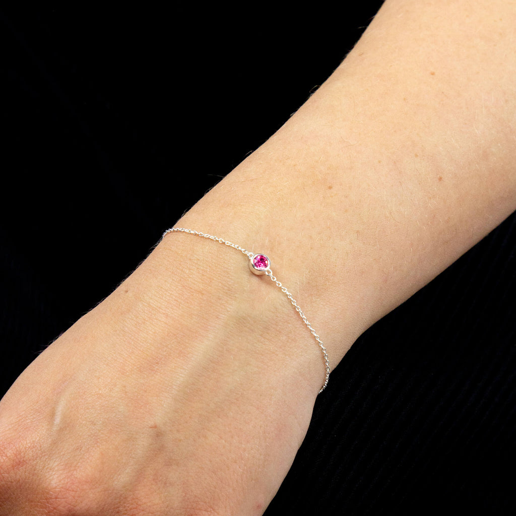 Crystal Birthstone Bracelet | Sterling Silver Adjustable Chain by Gecko