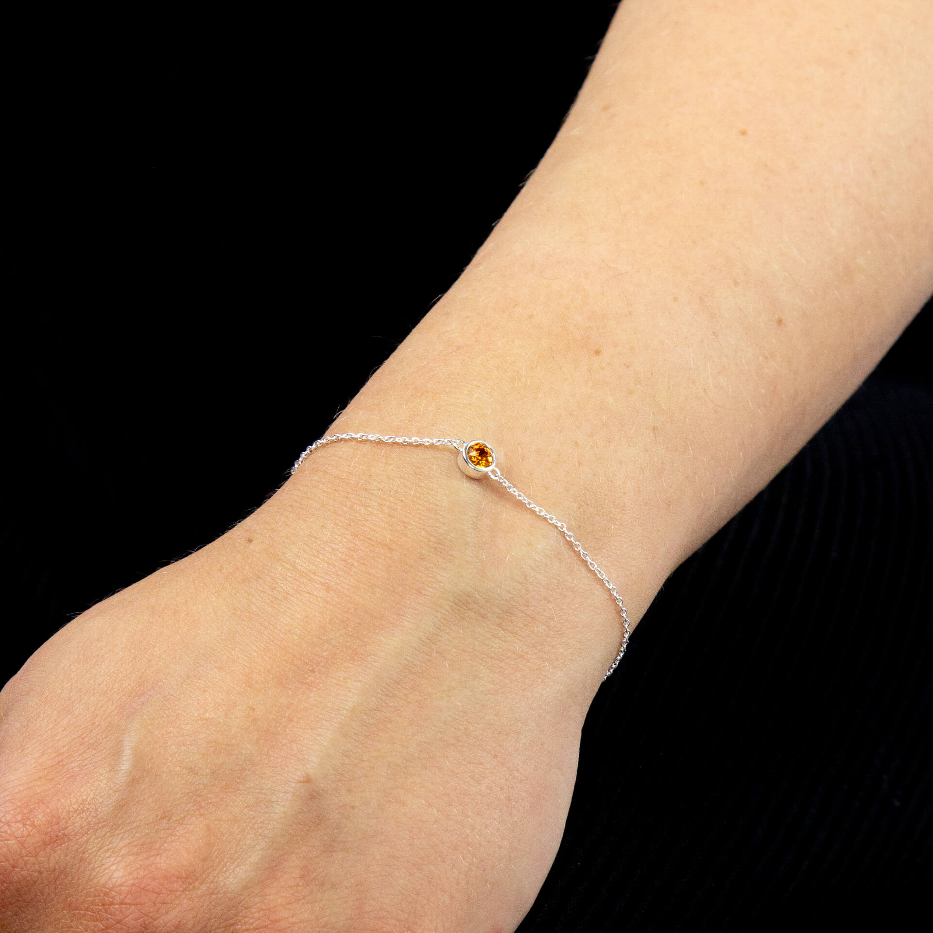 Crystal Birthstone Bracelet | Sterling Silver Adjustable Chain by Gecko