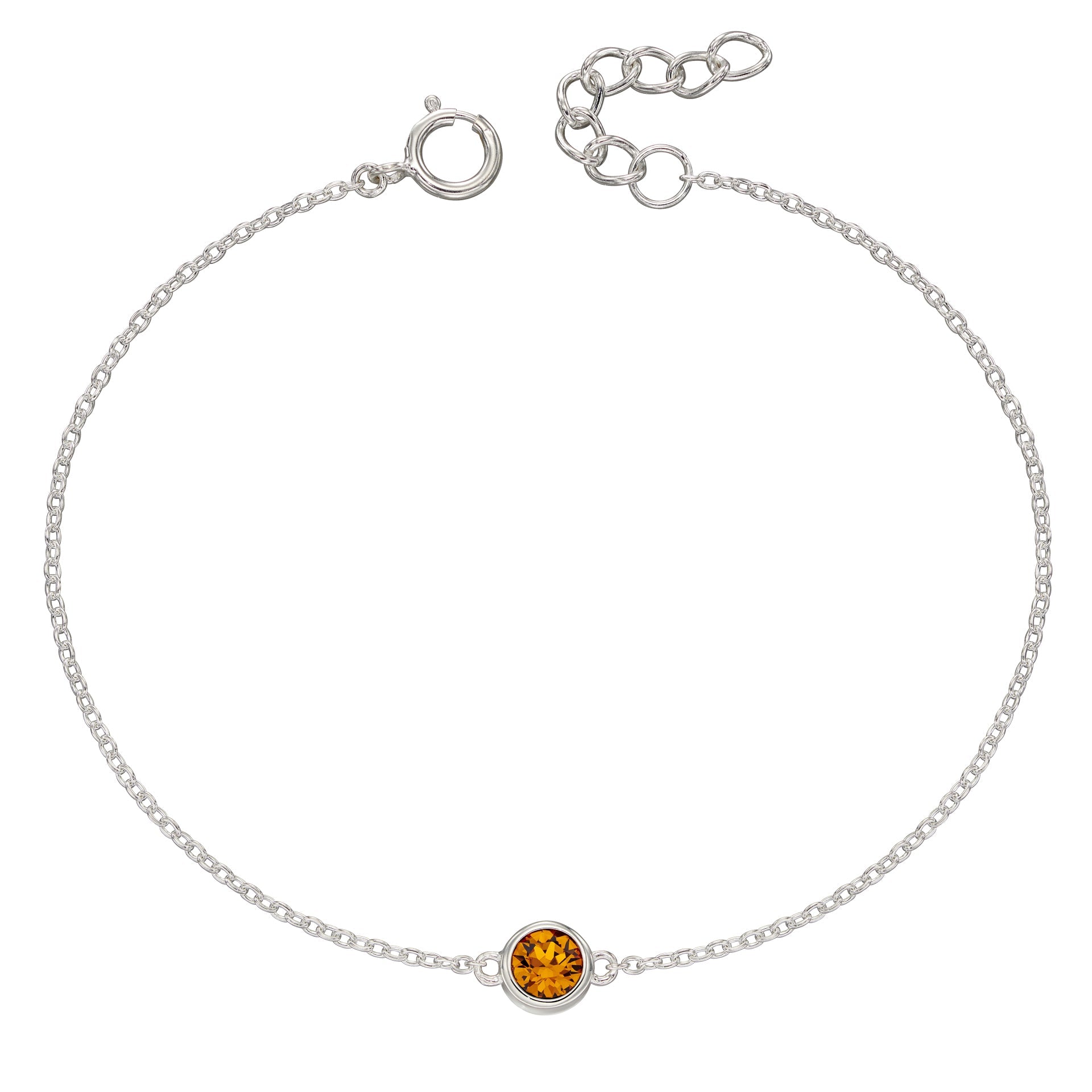 Crystal Birthstone Bracelet | Sterling Silver Adjustable Chain by Gecko