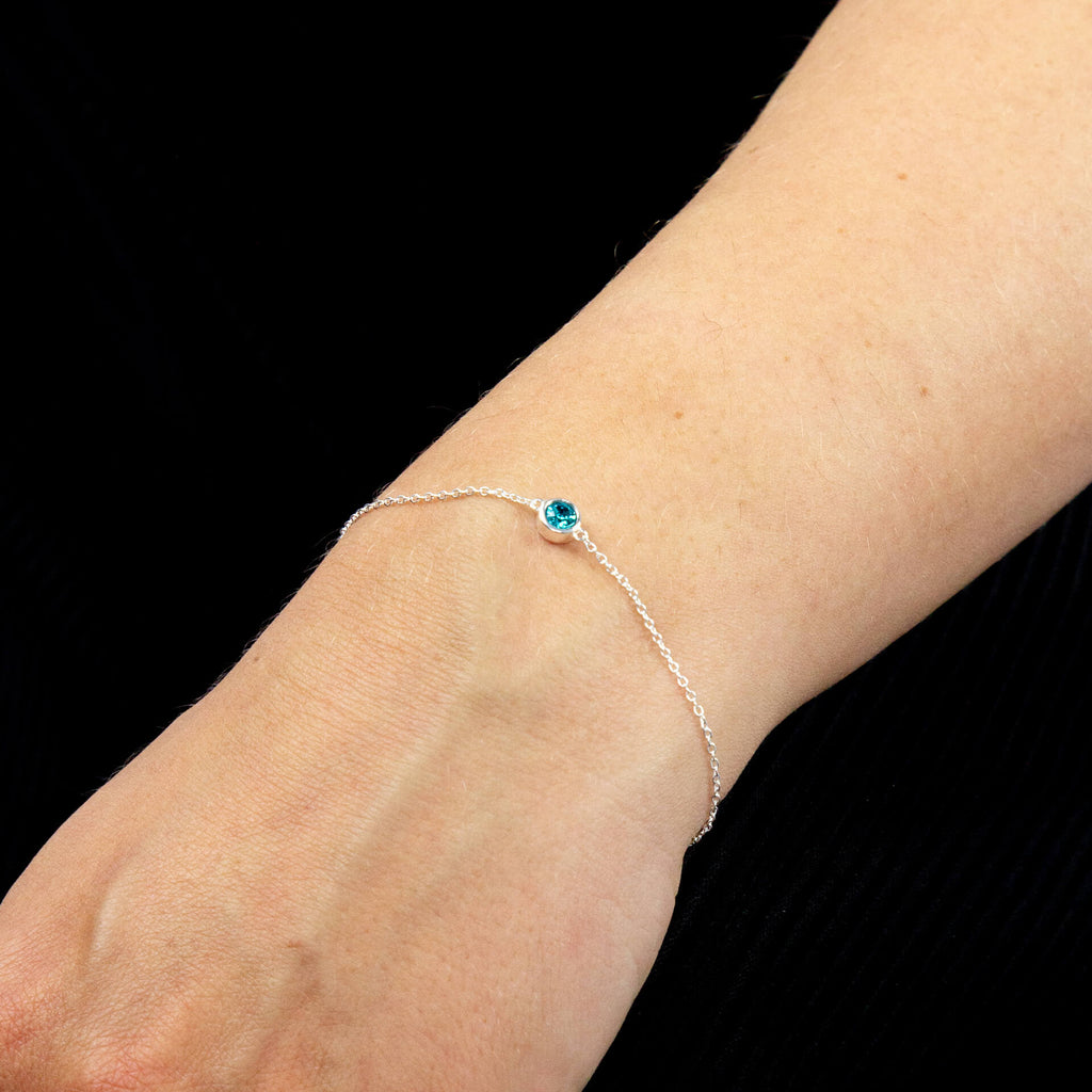 Crystal Birthstone Bracelet | Sterling Silver Adjustable Chain by Gecko