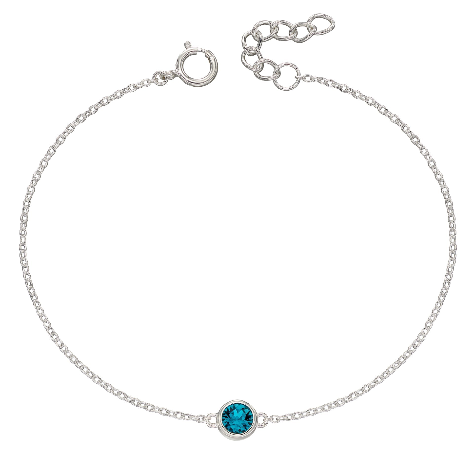 Crystal Birthstone Bracelet | Sterling Silver Adjustable Chain by Gecko