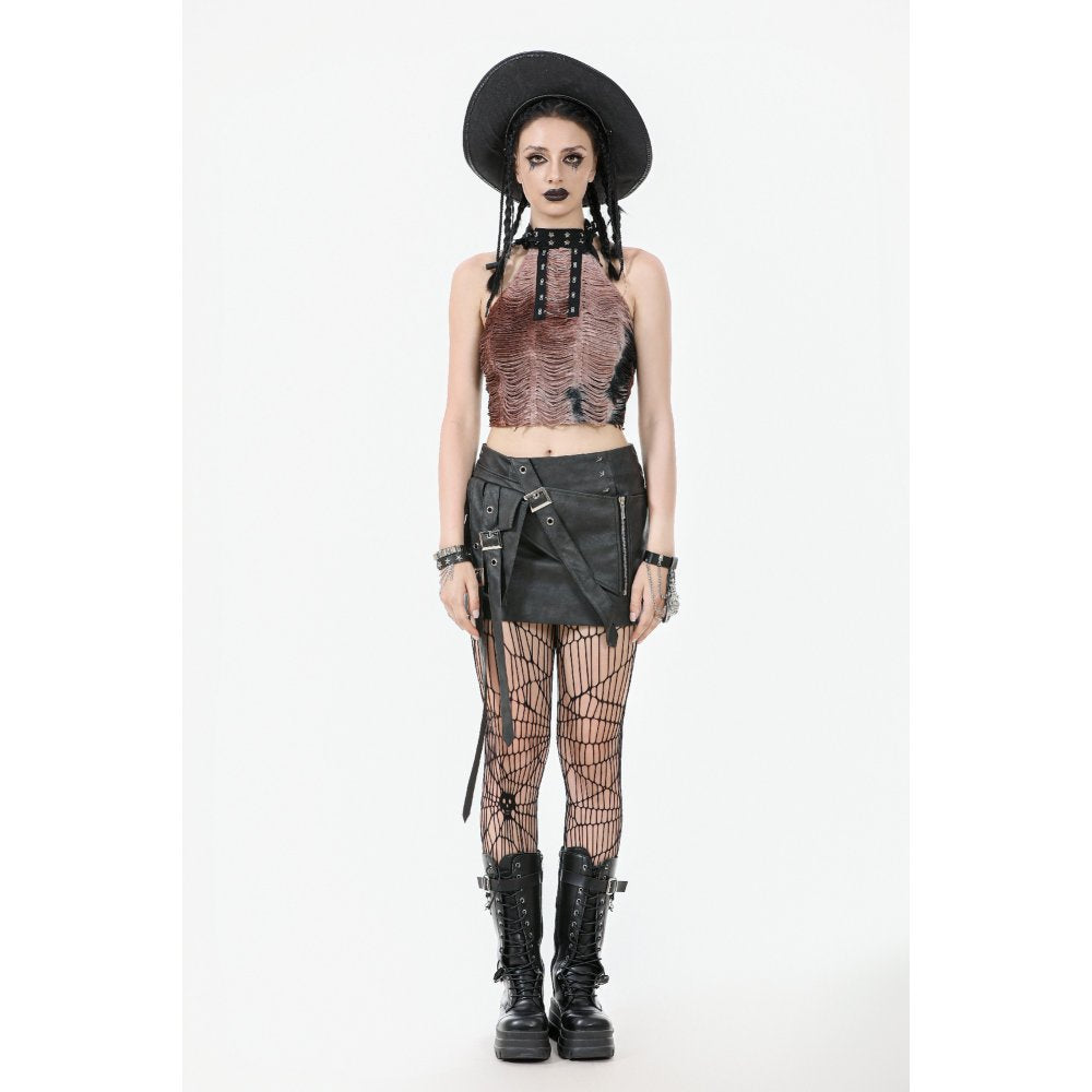 Dark in Love Chaos Reign Black Faux Leather Goth Punk Mini Skirt