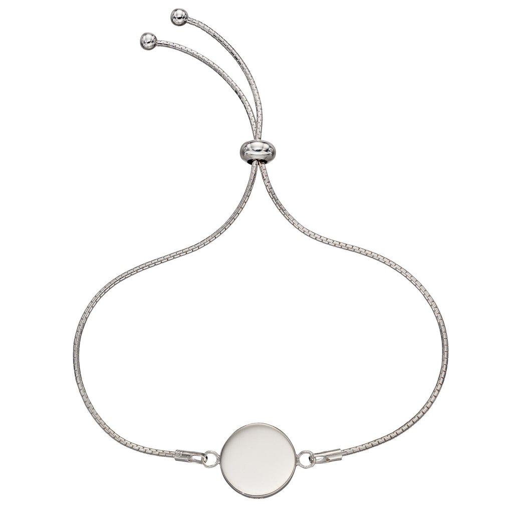 Gecko Jewellery Sterling Silver Disc Toggle Bracelet - Engravable Gift