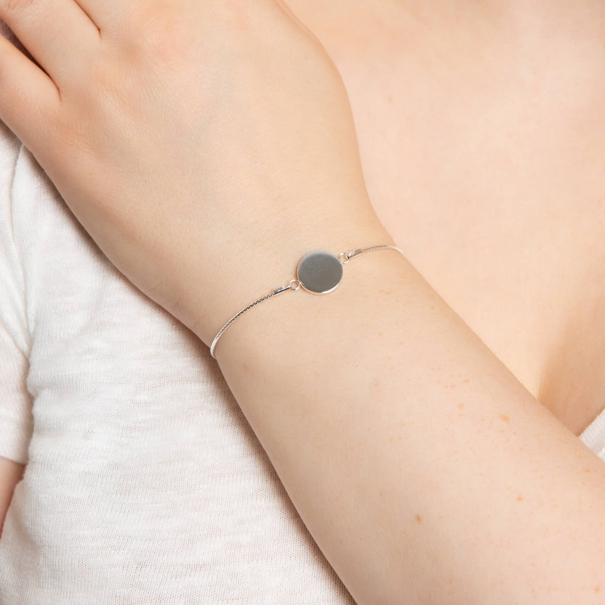 Gecko Jewellery Sterling Silver Disc Toggle Bracelet - Engravable Gift