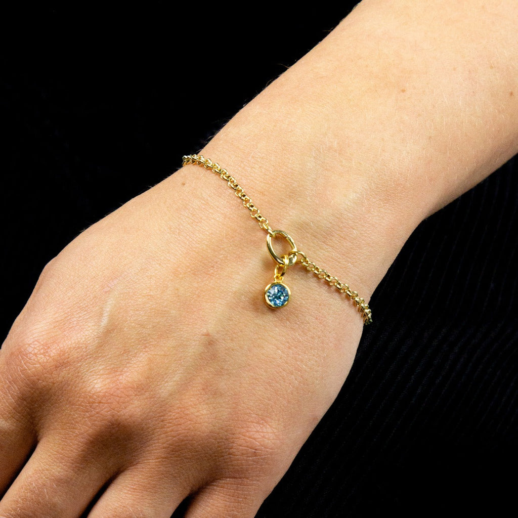 Crystal Birthstone Charm – Sterling Silver Pendant by Gecko Jewellery