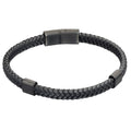 Gecko Jewellery Black Plaited Leather Bracelet with Black IP Sections