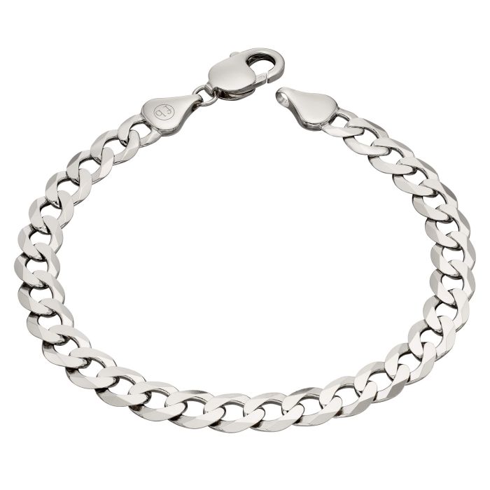 Gecko Jewellery Sterling Silver Diamond Cut Curb Chain Bracelet – 22.5cm