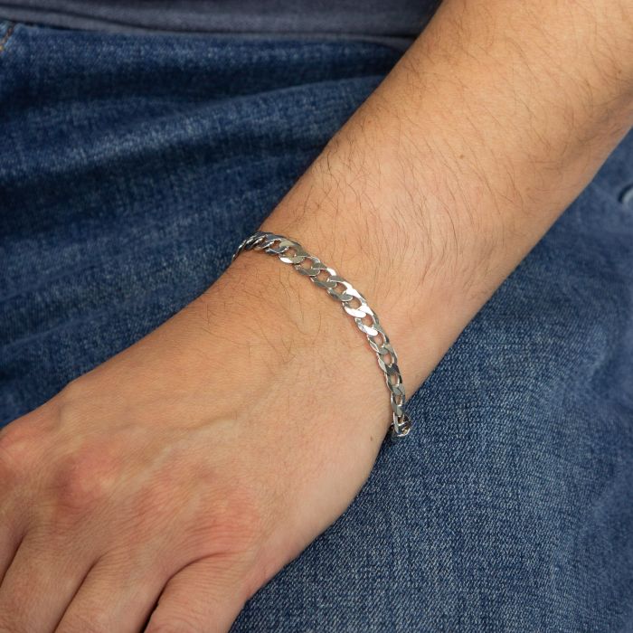 Gecko Jewellery Sterling Silver Diamond Cut Curb Chain Bracelet – 22.5cm
