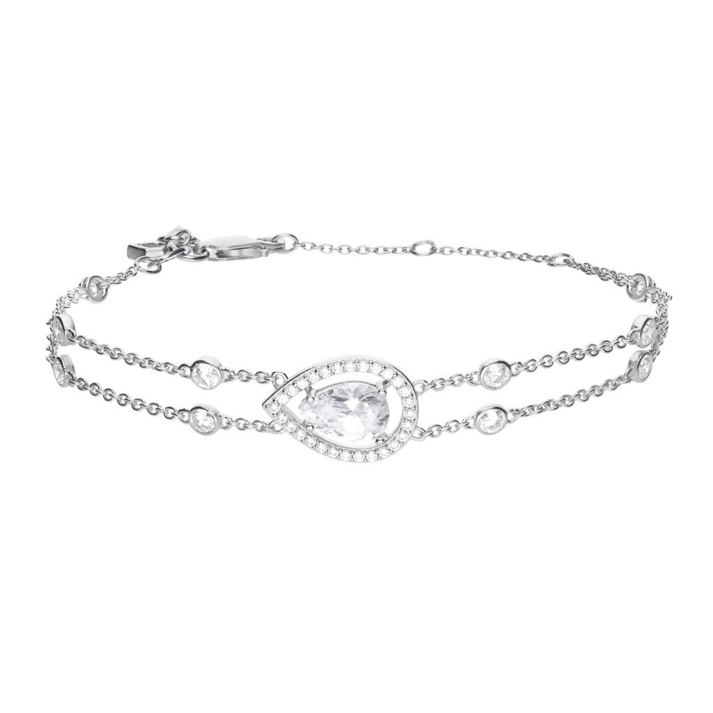 Gecko Jewellery Teardrop Double Row Bracelet | Sterling Silver Zirconia