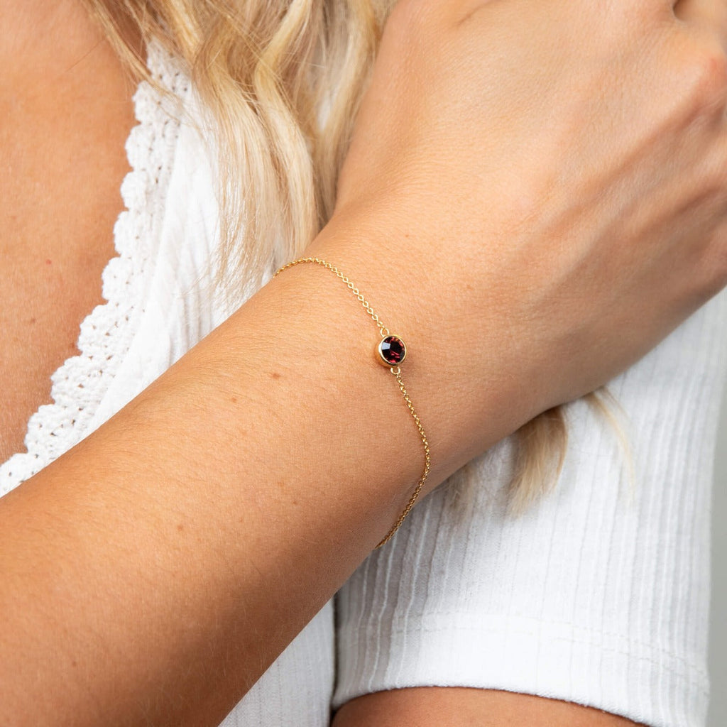 Crystal Birthstone Bracelet | Sterling Silver Adjustable Chain by Gecko