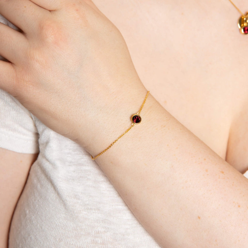 Crystal Birthstone Bracelet | Sterling Silver Adjustable Chain by Gecko