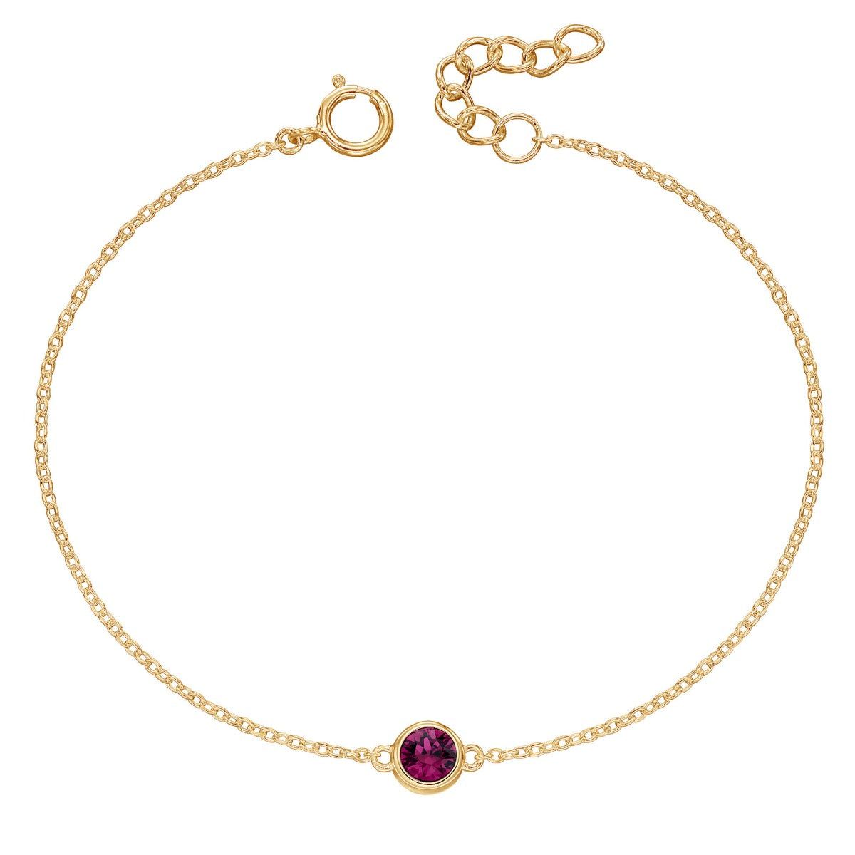 Crystal Birthstone Bracelet | Sterling Silver Adjustable Chain by Gecko