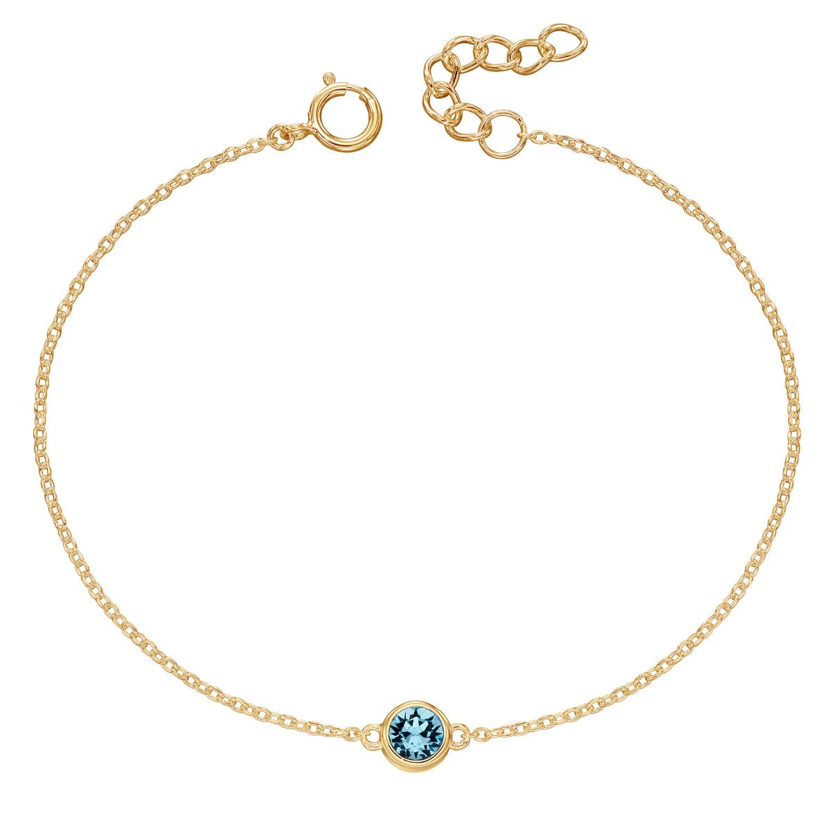 Crystal Birthstone Bracelet | Sterling Silver Adjustable Chain by Gecko