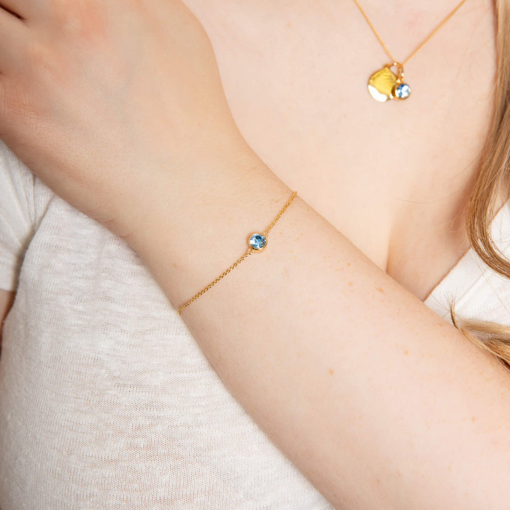 Crystal Birthstone Bracelet | Sterling Silver Adjustable Chain by Gecko