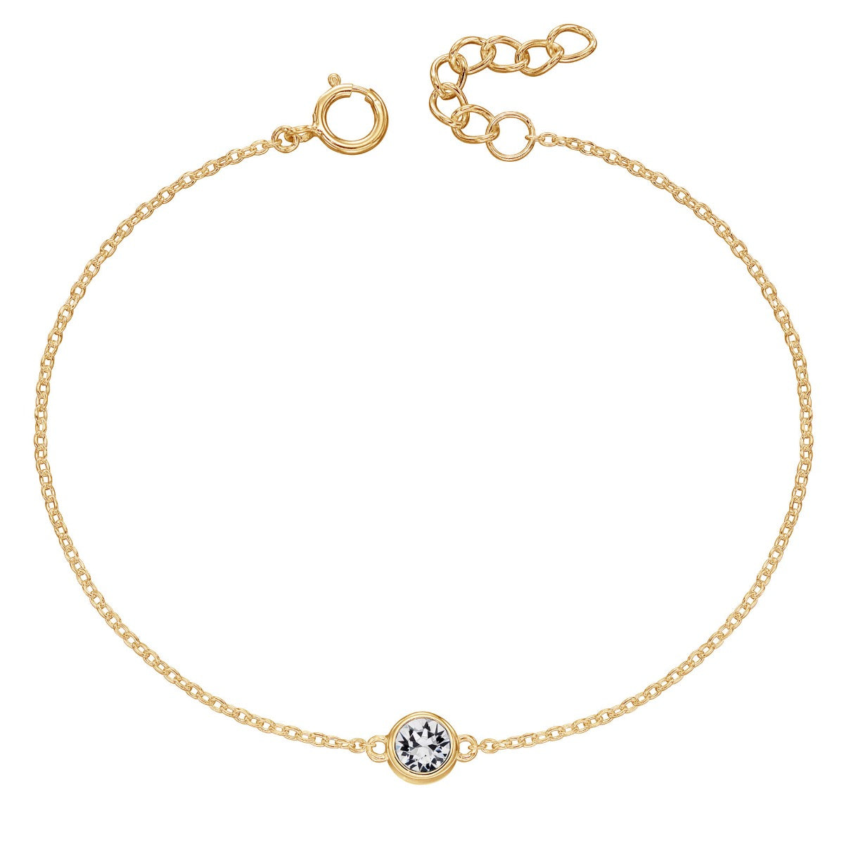 Crystal Birthstone Bracelet | Sterling Silver Adjustable Chain by Gecko