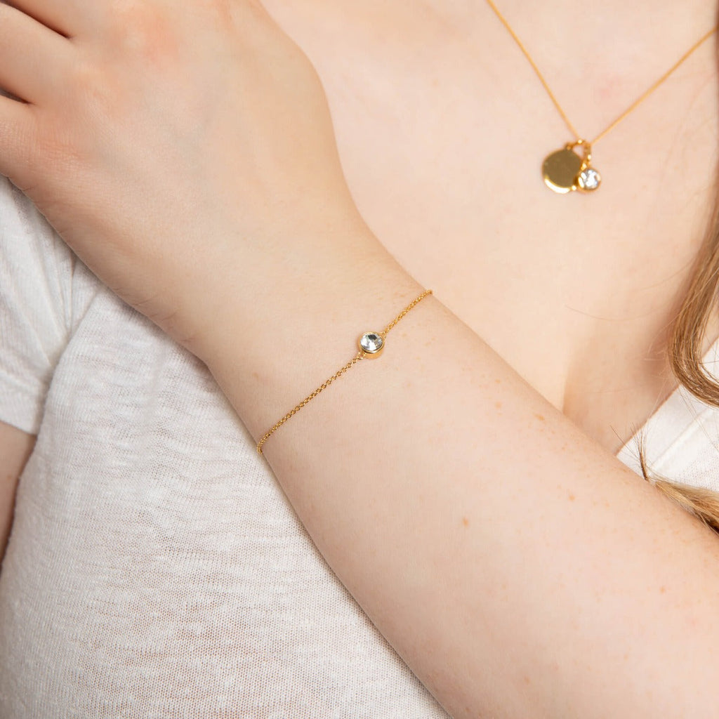 Crystal Birthstone Bracelet | Sterling Silver Adjustable Chain by Gecko