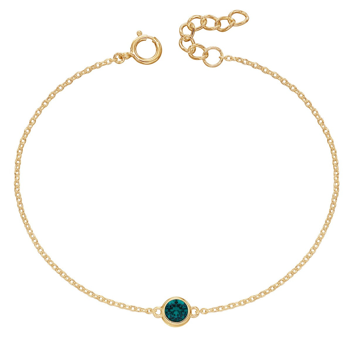 Crystal Birthstone Bracelet | Sterling Silver Adjustable Chain by Gecko
