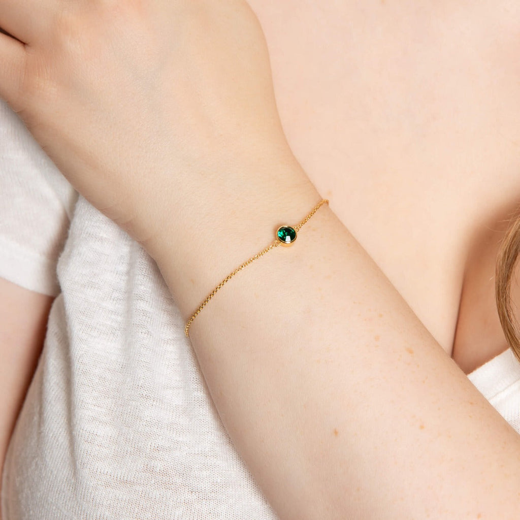 Crystal Birthstone Bracelet | Sterling Silver Adjustable Chain by Gecko