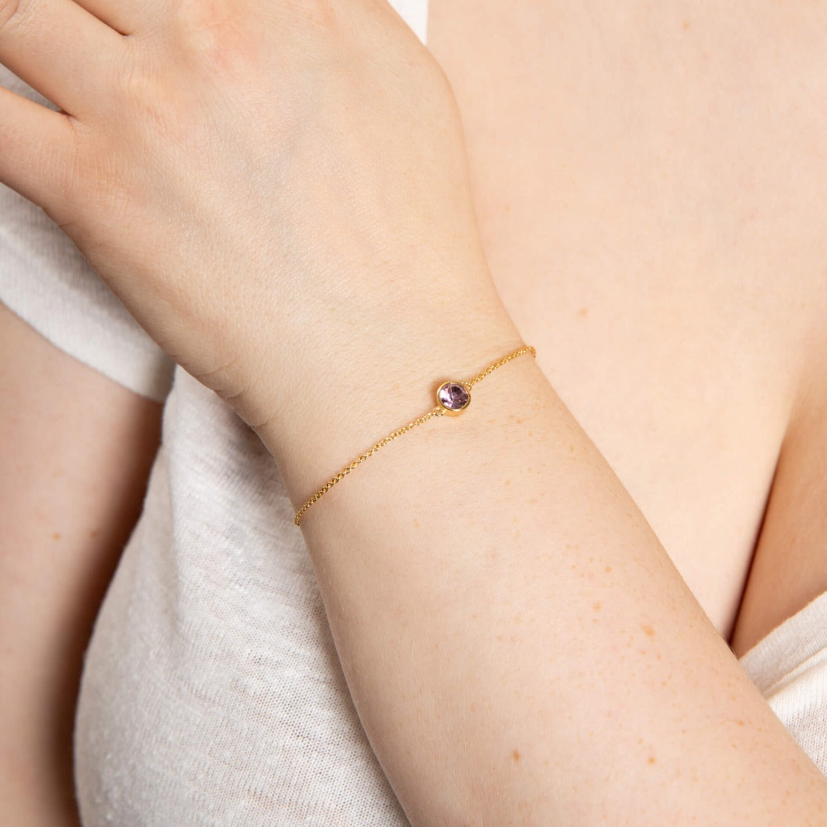 Crystal Birthstone Bracelet | Sterling Silver Adjustable Chain by Gecko