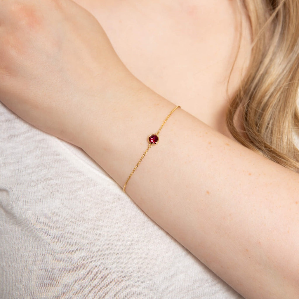 Crystal Birthstone Bracelet | Sterling Silver Adjustable Chain by Gecko