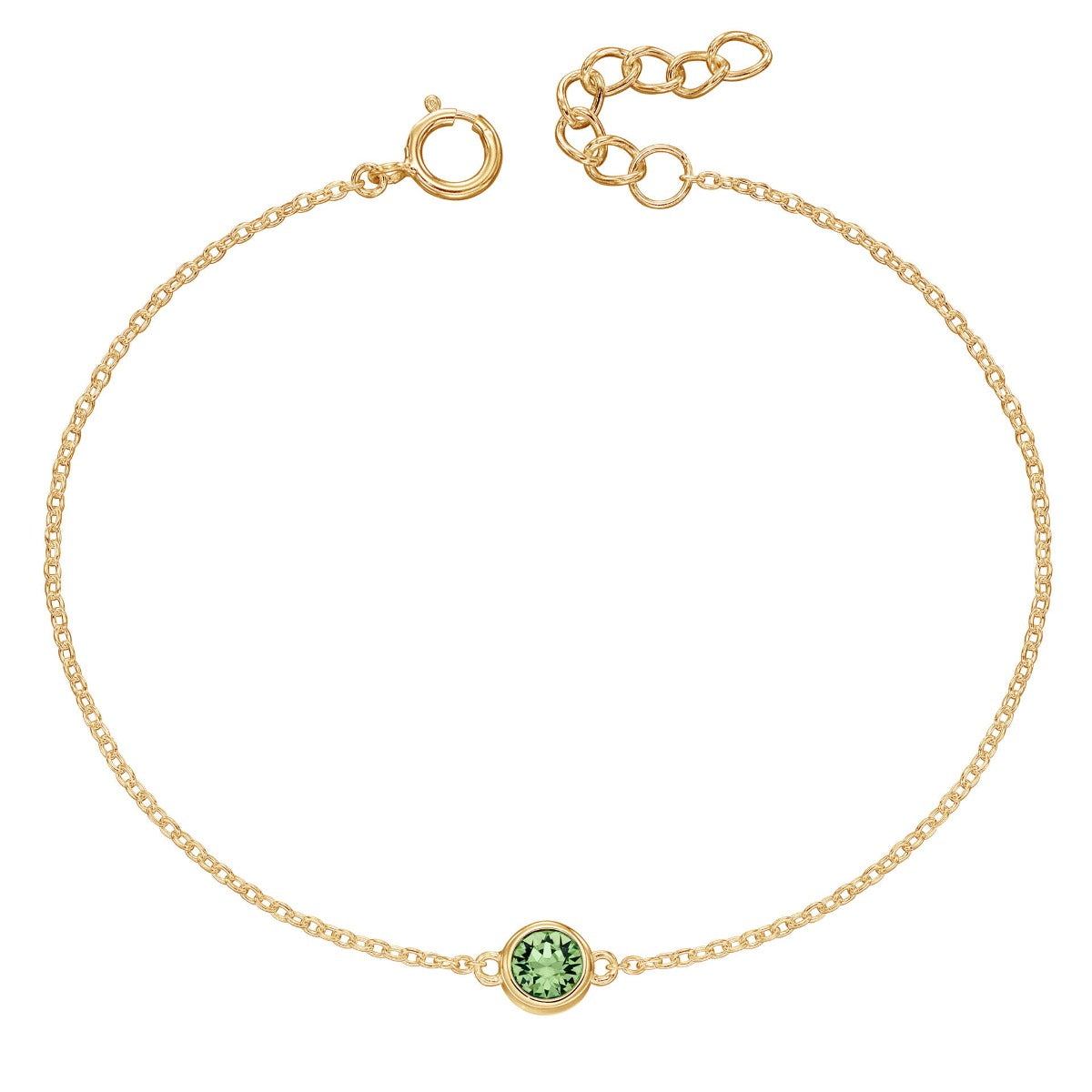 Crystal Birthstone Bracelet | Sterling Silver Adjustable Chain by Gecko