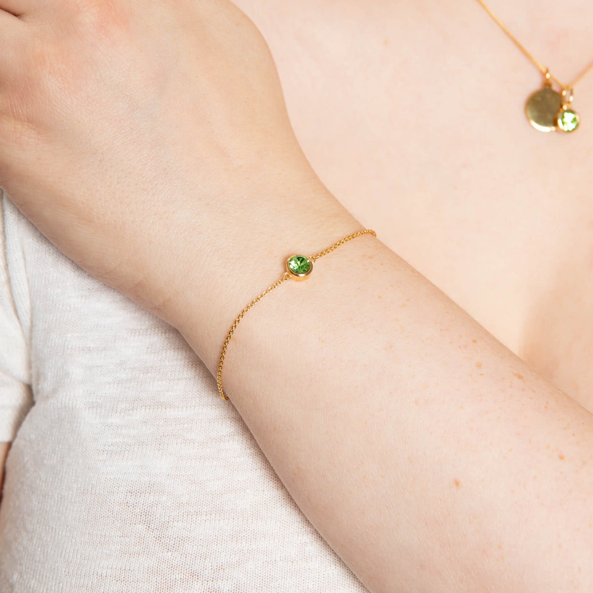 Crystal Birthstone Bracelet | Sterling Silver Adjustable Chain by Gecko