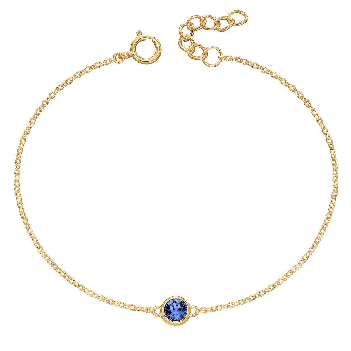 Crystal Birthstone Bracelet | Sterling Silver Adjustable Chain by Gecko