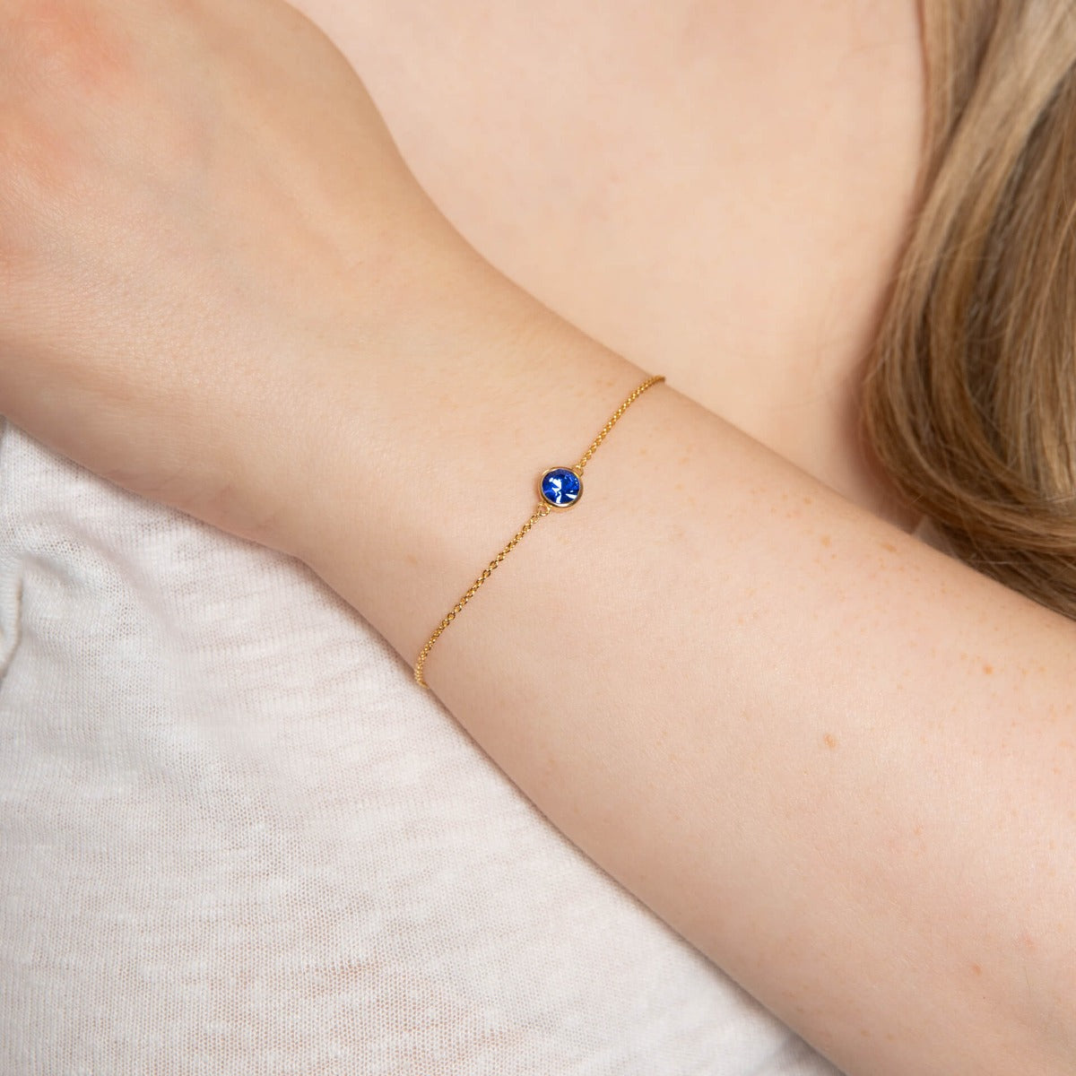 Crystal Birthstone Bracelet | Sterling Silver Adjustable Chain by Gecko