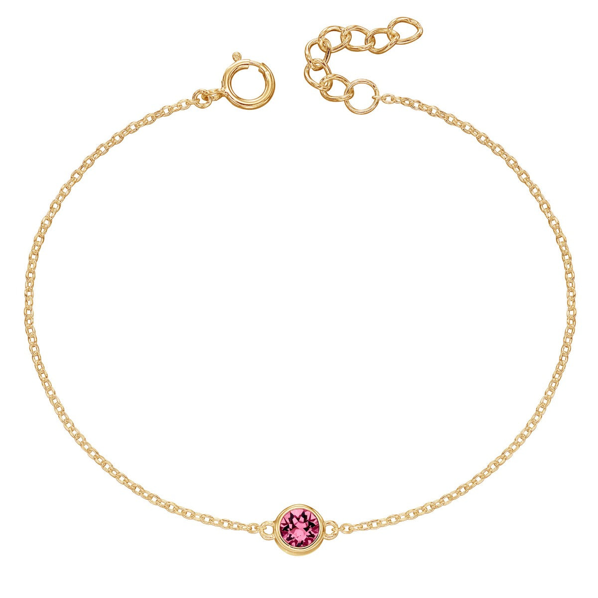 Crystal Birthstone Bracelet | Sterling Silver Adjustable Chain by Gecko
