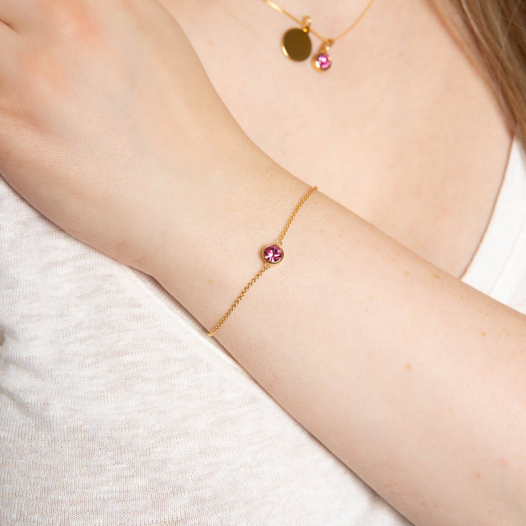 Crystal Birthstone Bracelet | Sterling Silver Adjustable Chain by Gecko