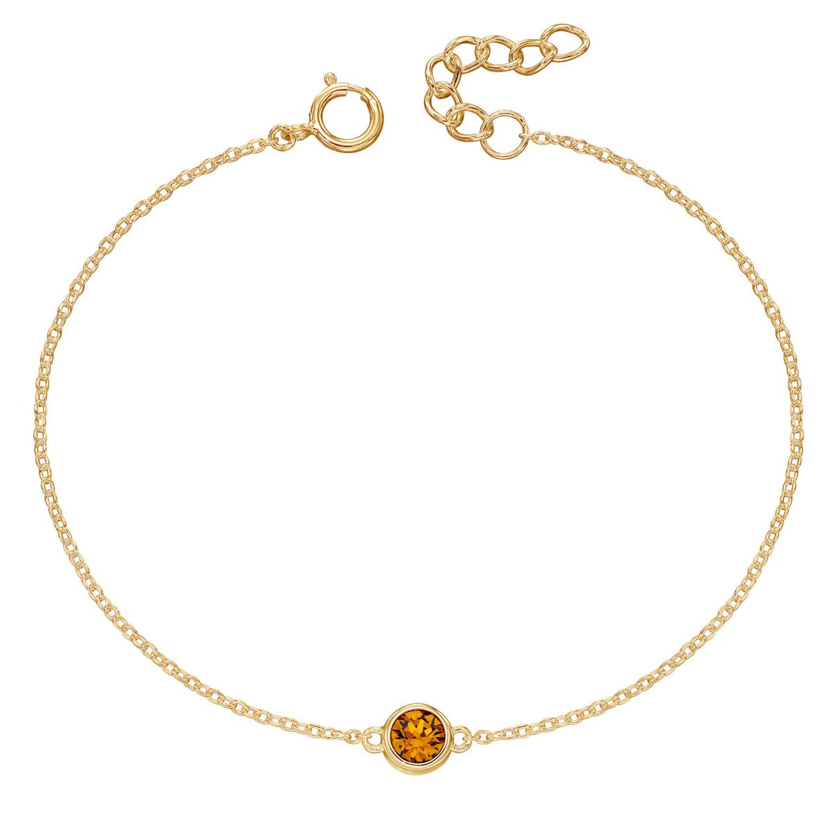 Crystal Birthstone Bracelet | Sterling Silver Adjustable Chain by Gecko