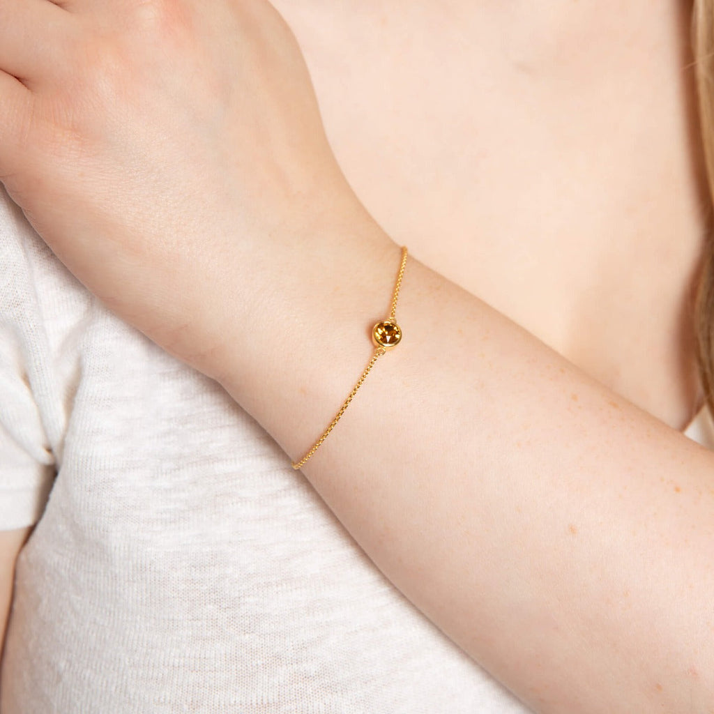 Crystal Birthstone Bracelet | Sterling Silver Adjustable Chain by Gecko