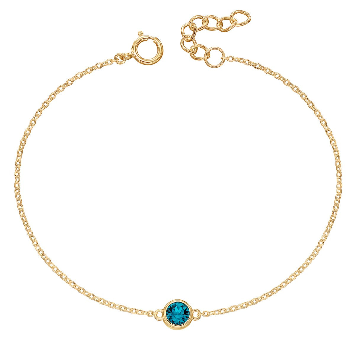 Crystal Birthstone Bracelet | Sterling Silver Adjustable Chain by Gecko