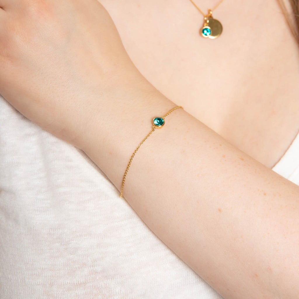 Crystal Birthstone Bracelet | Sterling Silver Adjustable Chain by Gecko