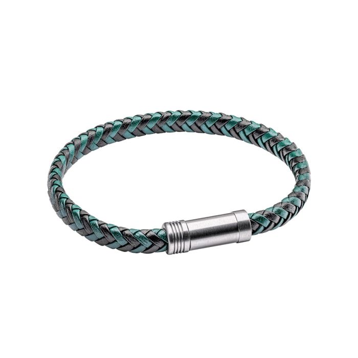 Gecko Jewellery Black and Forest Green Braided Leather Bracelet