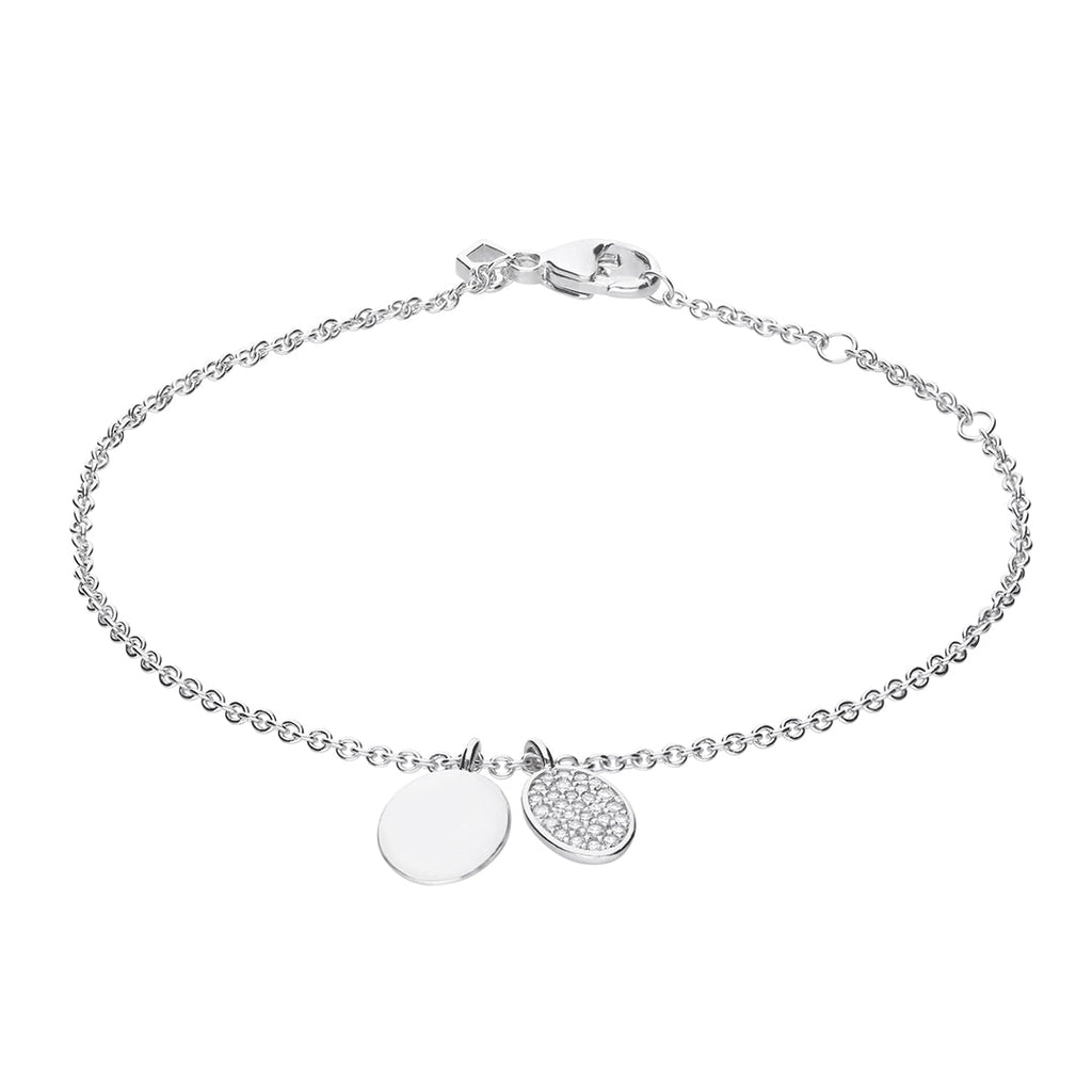 Gecko Jewellery Engravable Pave Oval Tag Bracelet in Zirconia