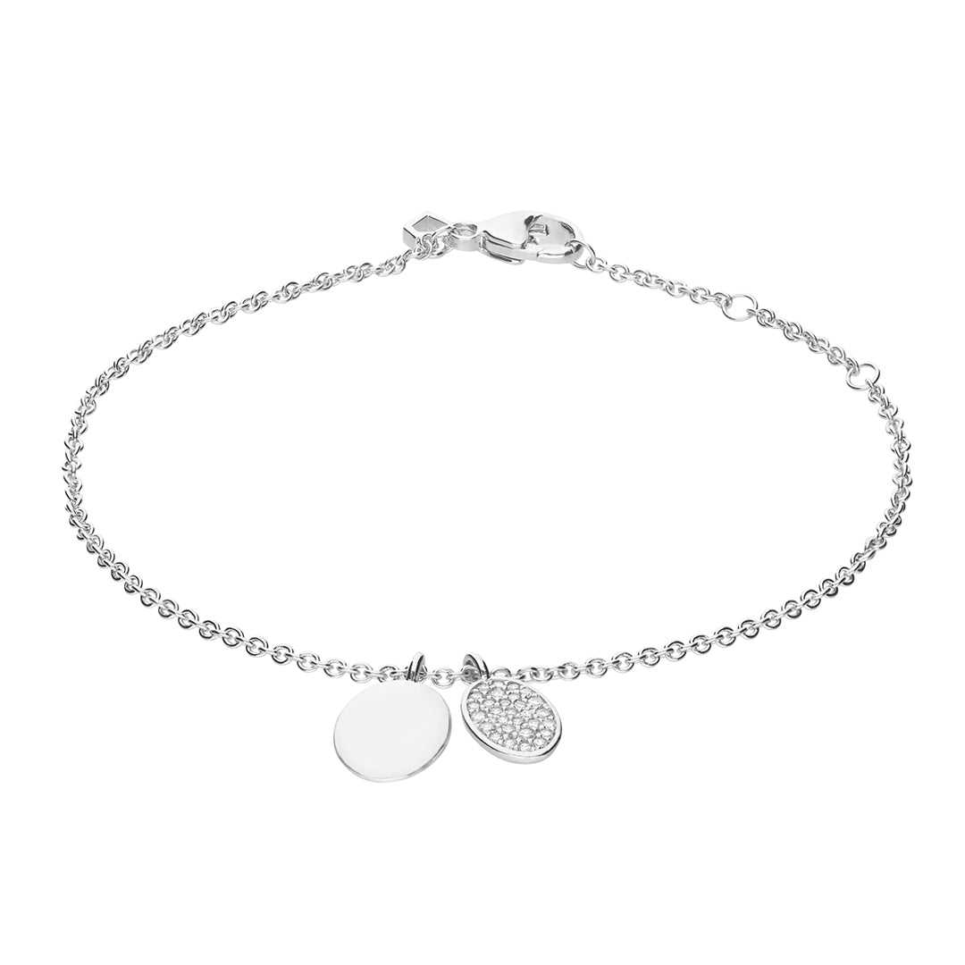 Gecko Jewellery Engravable Pave Oval Tag Bracelet in Zirconia